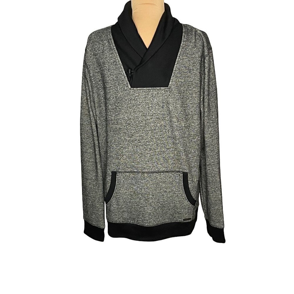 Men's Express Gray and Black Sweatshirt Size Large Shawl Collar